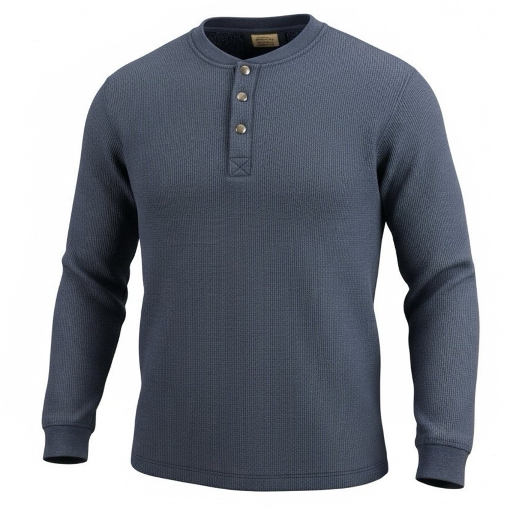Telluride Clothing Company Men's Large Navy Henley Pullover Fleece Lined